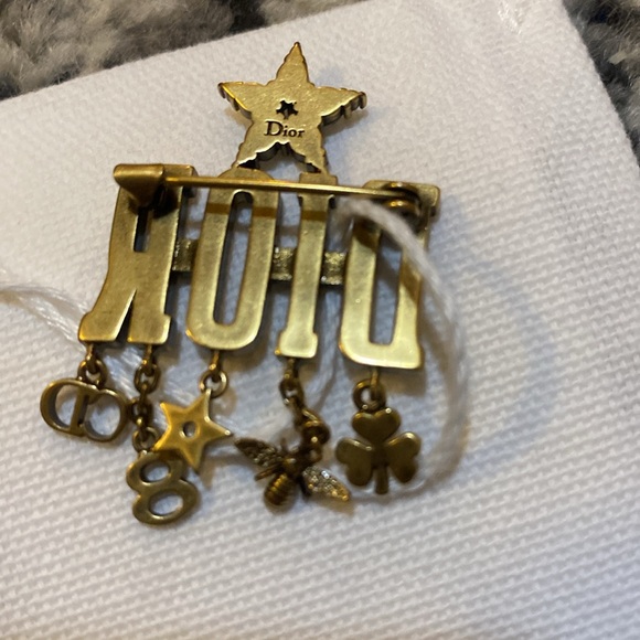 Dior Dio(r)evolution Brooch Antique Gold Finish Metal & White Crystals - Picture 4 of 6